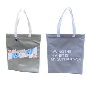 Upcycled Hand Printed Flower Hydrangea Rose Flowers Saving the Planet Tote Bag